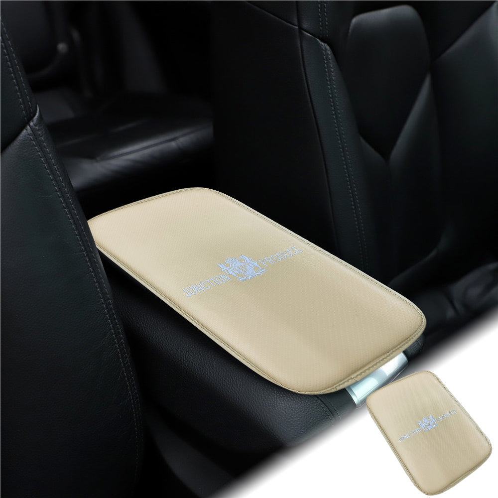 BRAND NEW UNIVERSAL JUNCTION PRODUCE BEIGE Car Center Console Armrest Cushion Mat Pad Cover Embroidery