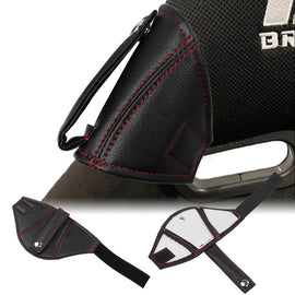 Brand New Universal JDM PVC Leather Black W/Red Stitching RECARO/BRIDE Bucket Seat Belt Guide Holder Protector