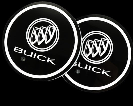 BRAND NEW UNIVERSAL 2PCS BUICK Switchable Seven Colorful LED Car Cup Holder Mat Coaster Pad