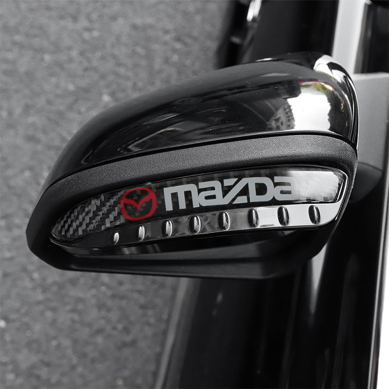 Brand New 2PCS Universal Mazda Carbon Fiber Rear View Side Mirror Visor Shade Rain Shield Water Guard