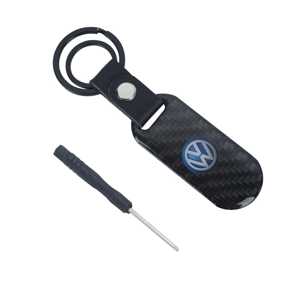 Brand New Universal 100% Real Carbon Fiber Keychain Key Ring For Volkswagen