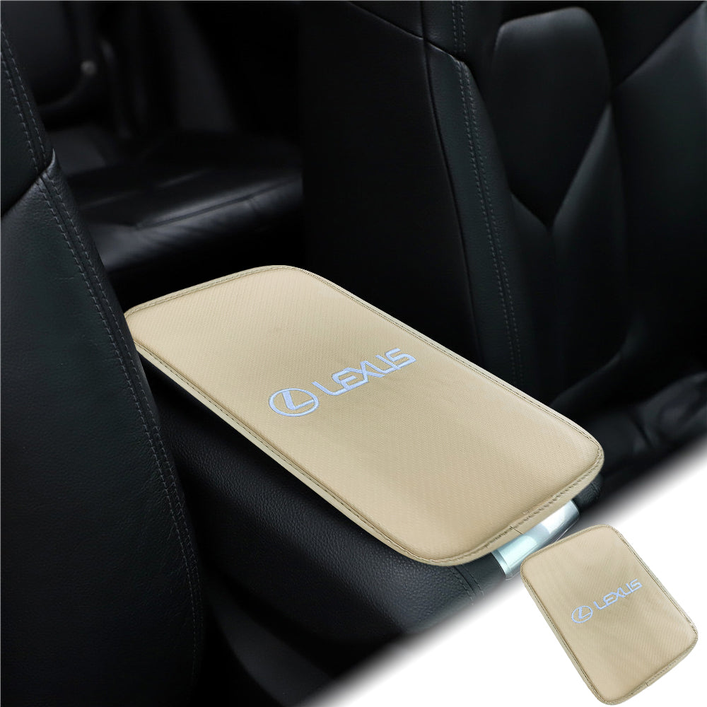 BRAND NEW UNIVERSAL LEXUS BEIGE Car Center Console Armrest Cushion Mat Pad Cover Embroidery