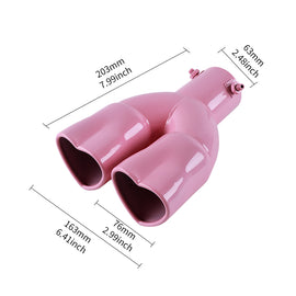 Brand New Universal Dual Pink Heart Shaped Stainless Steel Car Exhaust Pipe Muffler Tip Trim Straight