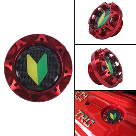 Brand New Toyota Jdm Beginner Leaf Real Carbon Fiber Sticker ALUMNIUM Red Billet Engine Oil FILLER Cap