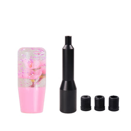 Brand New JDM Glitter Pink Rose Flowers Manuel Gear Stick Shift Knob M8 M10 M12 & Black Shifter Extender Extension