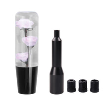 Load image into Gallery viewer, Brand New JDM 15CM Pink Real Flowers Manuel Gear Stick Shift Knob M8 M10 M12 &amp; Black Shifter Extender Extension