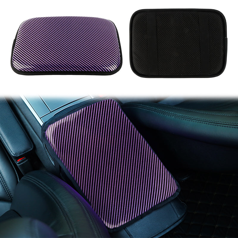 BRAND NEW UNIVERSAL CARBON FIBER PURPLE Car Center Console Armrest Cushion Mat Pad Cover