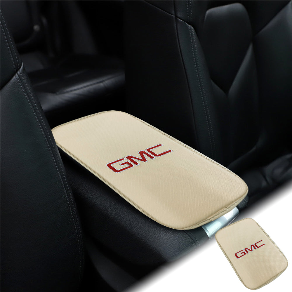 BRAND NEW UNIVERSAL GMC BEIGE Car Center Console Armrest Cushion Mat Pad Cover Embroidery
