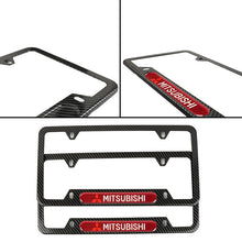 Load image into Gallery viewer, Brand New Universal 2PCS MITSUBISHI Carbon Fiber Look Metal License Plate Frame