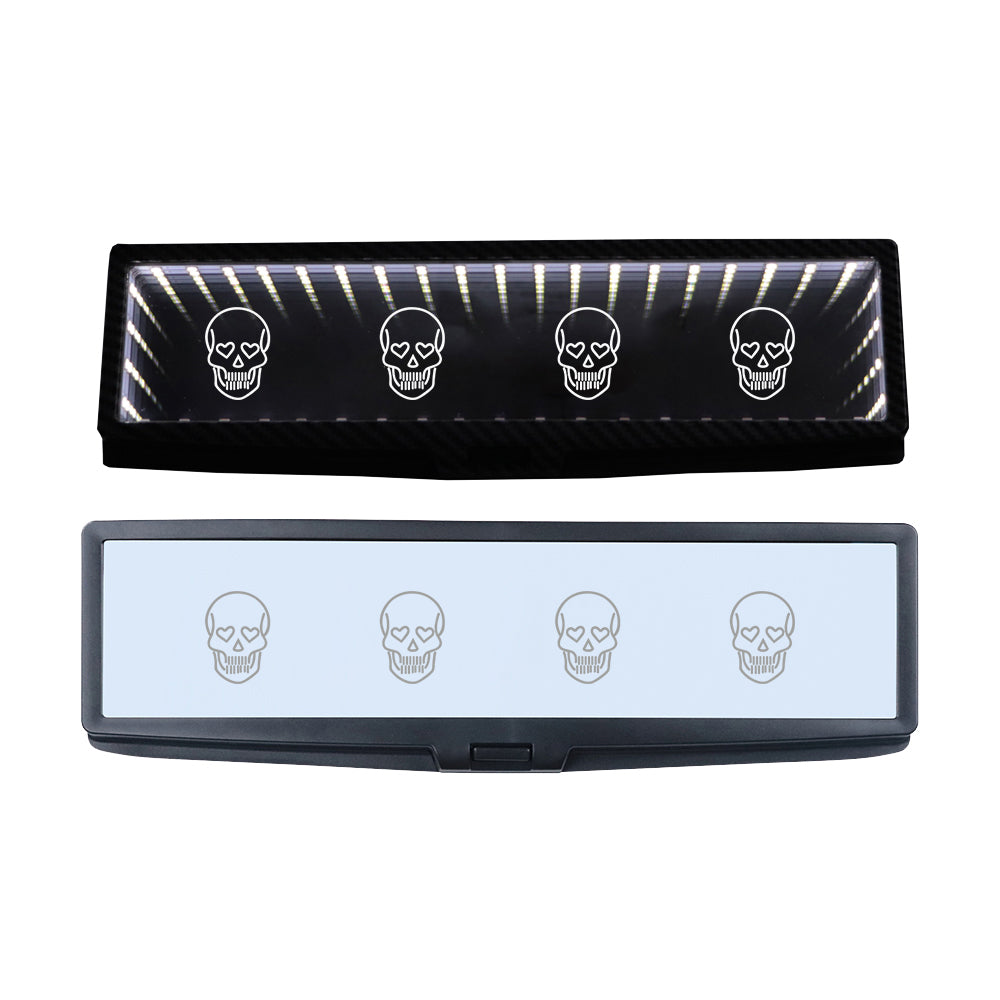 BRAND NEW UNIVERSAL JDM SKULL HEAD MULTI-COLOR GALAXY MIRROR LED LIGHT CLIP-ON REAR VIEW WINK REARVIEW