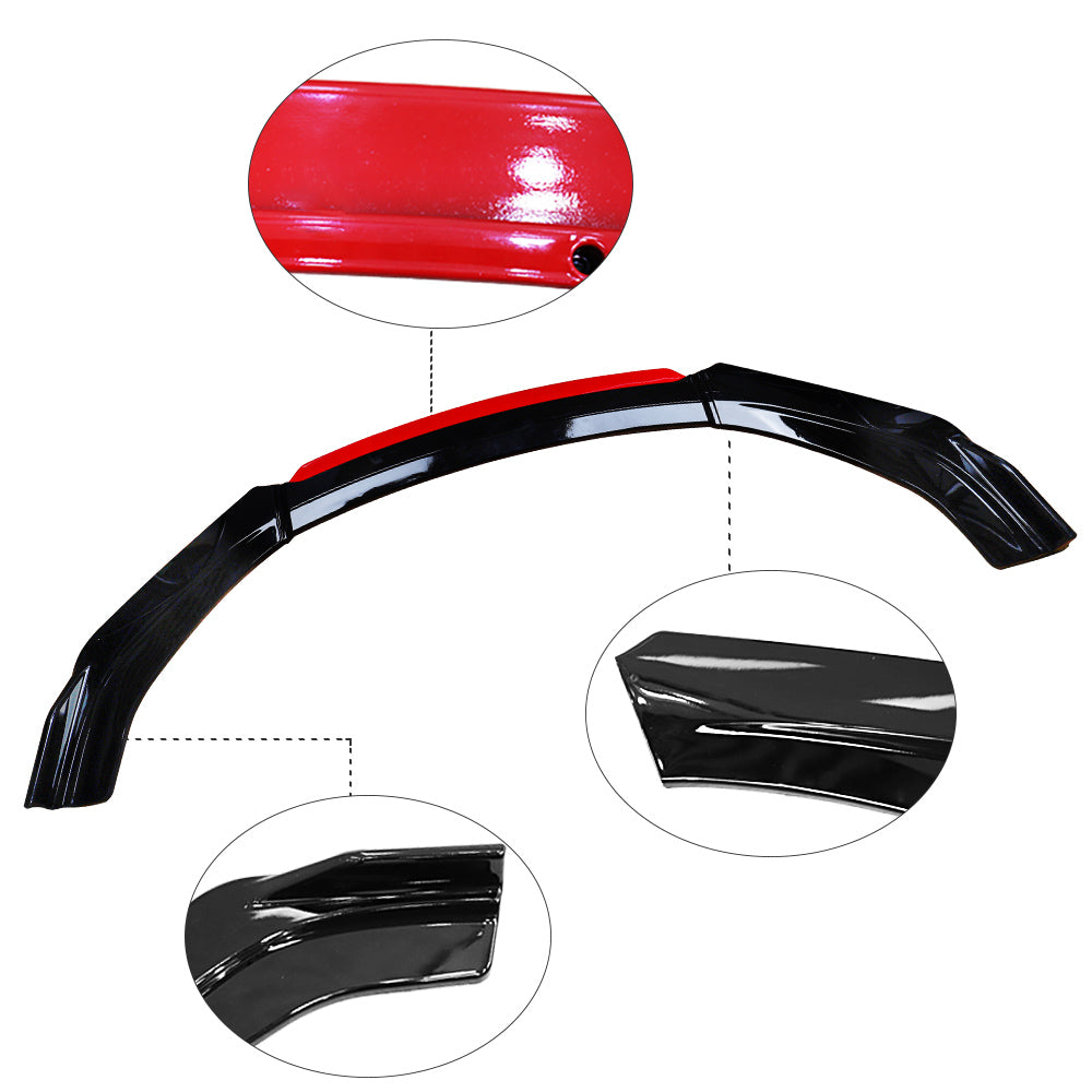 BRAND NEW 4PCS Universal Front Bumper Lip Spoiler Splitter Protector Glossy Black/Red