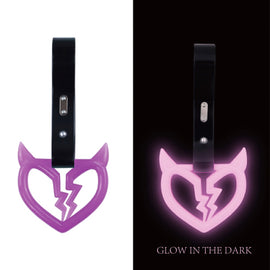 Brand New Devil Demon Broken Heart Purple Glow In The Dark JDM TSURIKAWA Ring Subway Train Bus Handle Strap Charm Drift