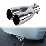 Brand New Universal Dual Silver Round Shaped Stainless Steel Car Exhaust Pipe Muffler Tip Trim Straight