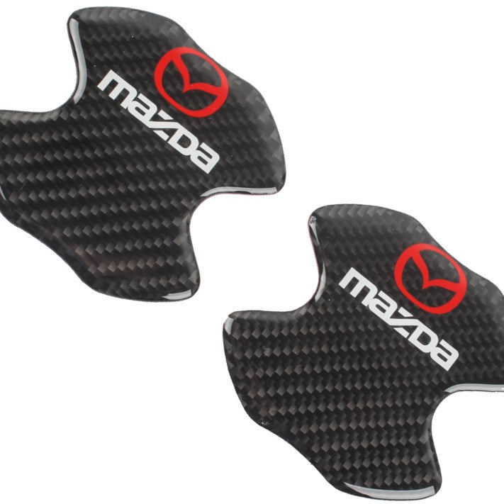 BRAND NEW UNIVERSAL 2PCS MAZDA REAL CARBON FIBER ANTI-SCRATCH DOOR HANDLE PROTECTOR