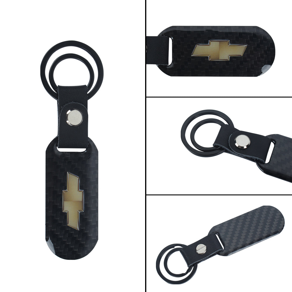 Brand New Universal 100% Real Carbon Fiber Keychain Key Ring For Chevrolet