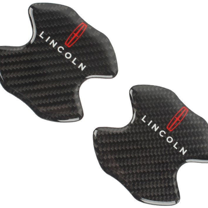 BRAND NEW UNIVERSAL 2PCS LINCOLN REAL CARBON FIBER ANTI-SCRATCH DOOR HANDLE PROTECTOR