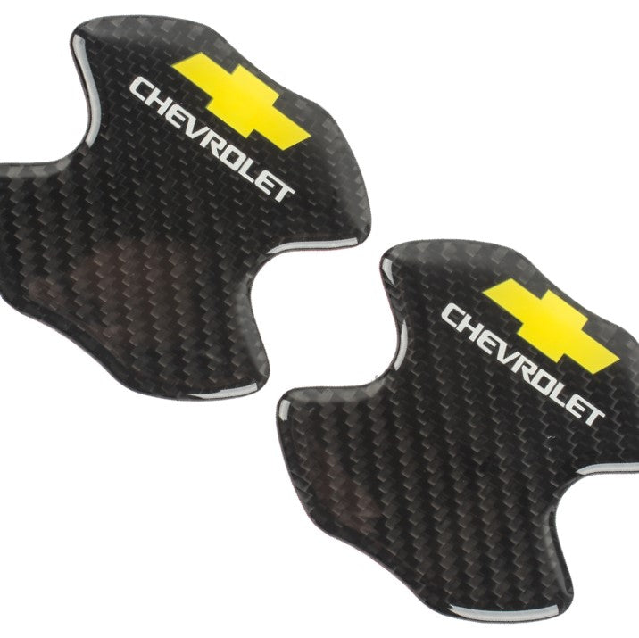 BRAND NEW UNIVERSAL 2PCS CHEVROLET REAL CARBON FIBER ANTI-SCRATCH DOOR HANDLE PROTECTOR