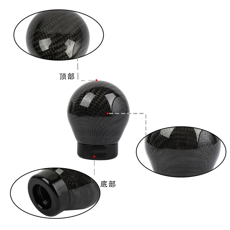 Brand New Universal Real Carbon Fiber Black Round Ball Manual Car Racing Gear Shift Knob Shifter M12 M10 M8