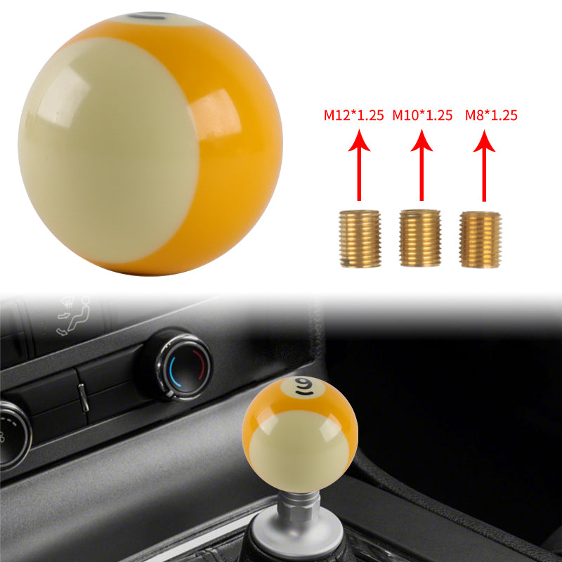 Brand New #9 Billiard Ball Round Car Manual Gear Shift Knob Universal Shifter Lever Cover M8 M10 M12