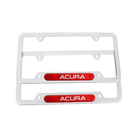 Brand New Universal 2PCS ACURA Silver Metal License Plate Frame