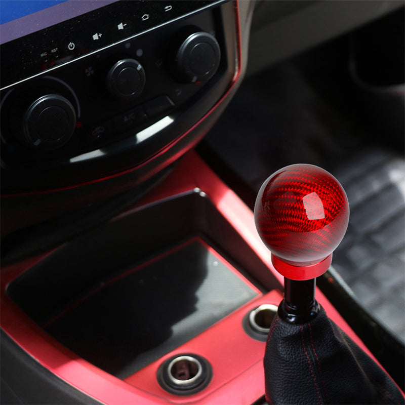 Brand New Universal Real Carbon Fiber Red Round Ball Manual Car Racing Gear Shift Knob Shifter M12 M10 M8