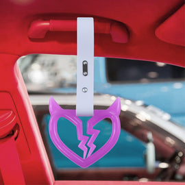 Brand New Devil Demon Broken Heart Purple Glow In The Dark JDM TSURIKAWA Ring Subway Train Bus Handle Strap Charm Drift