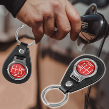 Load image into Gallery viewer, Brand New HKS 6 Speed Black Leather Keychain Keyfob Silver Keyring JDM Gift