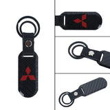 Brand New Universal 100% Real Carbon Fiber Keychain Key Ring For Mitsubishi