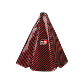 Brand New Universal GR SPORT Carbon Fiber Red Leather PVC Style Black Stitch Leather Gear Manual Shifter Shift Knob Boot