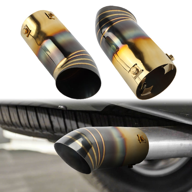 Brand New Gold/Black Stainless Steel Car Exhaust Muffler Tip Straight Pipe 3'' Inlet