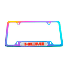 Load image into Gallery viewer, Brand New Universal 2PCS HEMI Neo Chrome Metal License Plate Frame