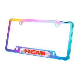 Brand New Universal 1PCS HEMI Neo Chrome Metal License Plate Frame