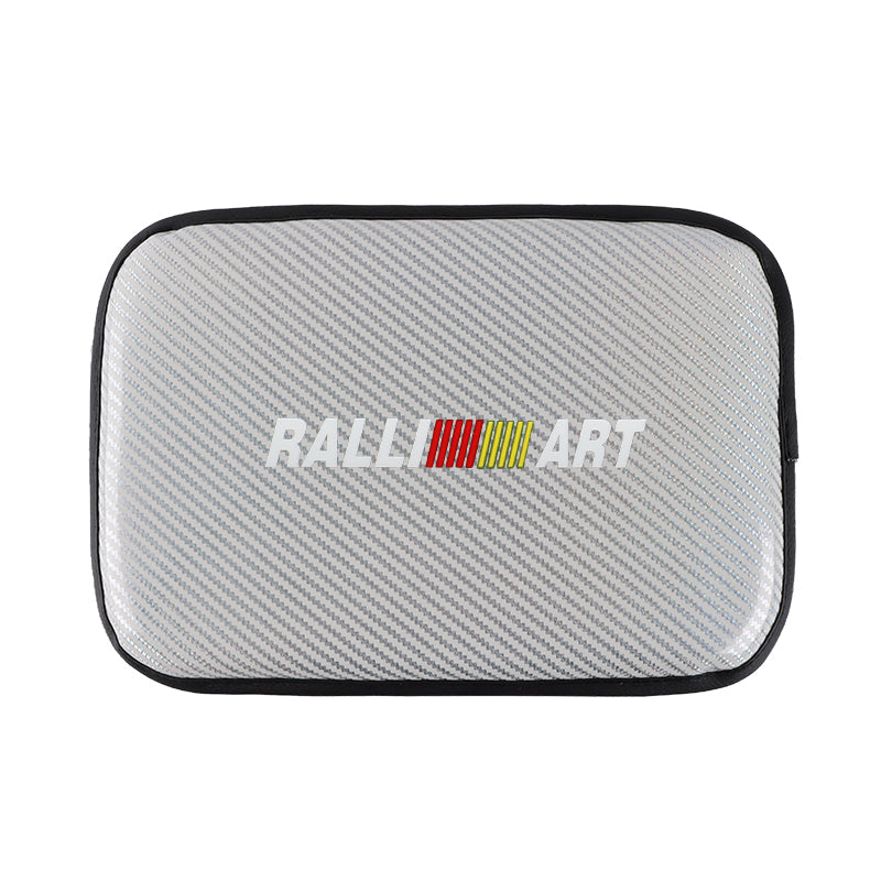 BRAND NEW UNIVERSAL RALLIART CARBON FIBER SILVER Car Center Console Armrest Cushion Mat Pad Cover