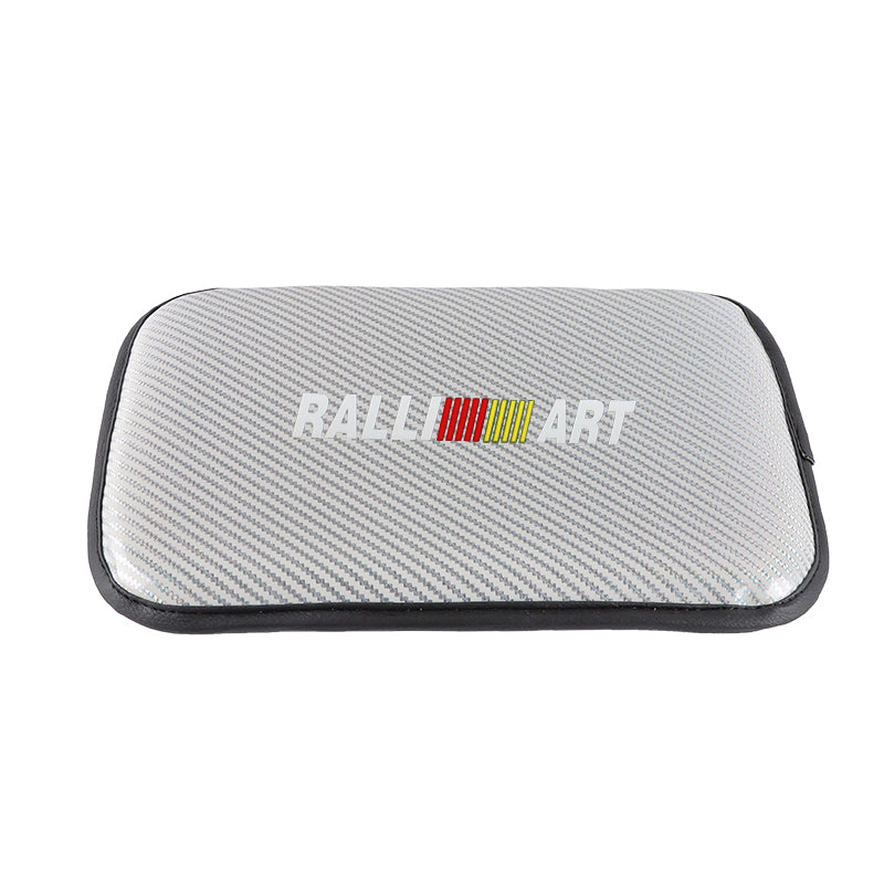 BRAND NEW UNIVERSAL RALLIART CARBON FIBER SILVER Car Center Console Armrest Cushion Mat Pad Cover