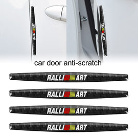 Brand New 4PCS Ralliart Real Carbon Fiber Anti Scratch Badge Car Door Handle Cover Trim