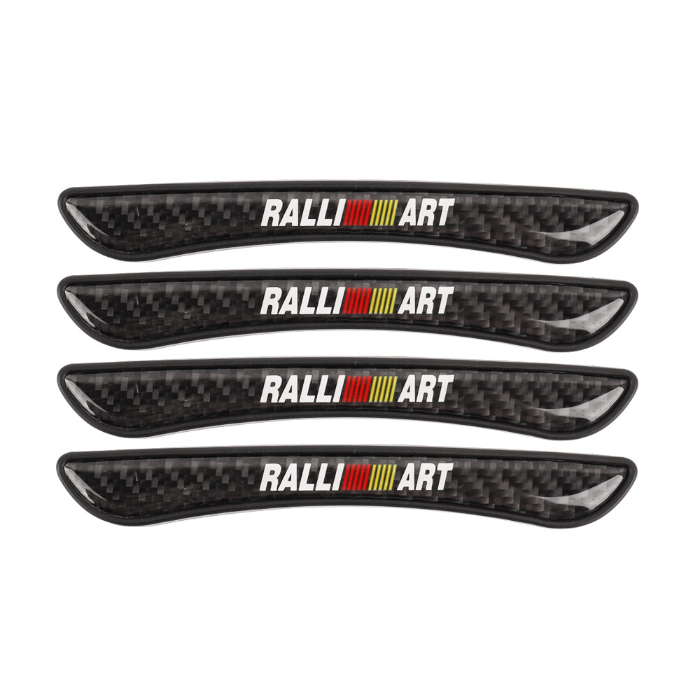 Brand New 4PCS Ralliart Real Carbon Fiber Anti Scratch Badge Car Door Handle Cover Trim