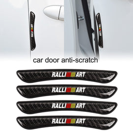Brand New 4PCS Ralliart Real Carbon Fiber Anti Scratch Badge Car Door Handle Cover Trim