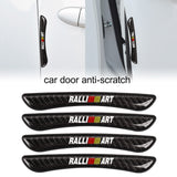Brand New 4PCS Ralliart Real Carbon Fiber Anti Scratch Badge Car Door Handle Cover Trim