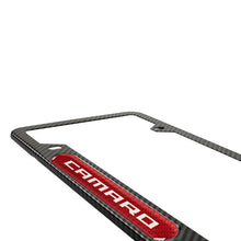 Load image into Gallery viewer, Brand New Universal 2PCS CAMARO Carbon Fiber Look Metal License Plate Frame
