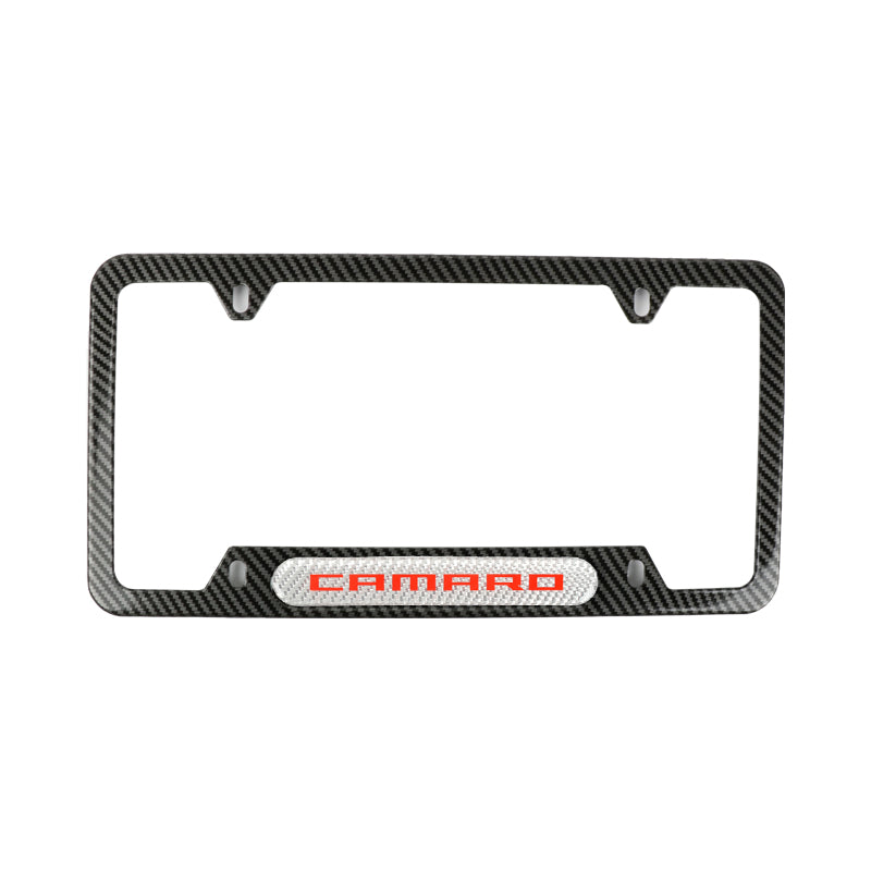 Brand New Universal 2PCS Camaro Carbon Fiber Look Metal License Plate Frame