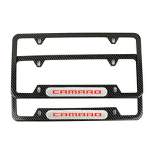 Load image into Gallery viewer, Brand New Universal 2PCS Camaro Carbon Fiber Look Metal License Plate Frame