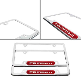 Brand New Universal 2PCS Camaro Chrome Metal License Plate Frame