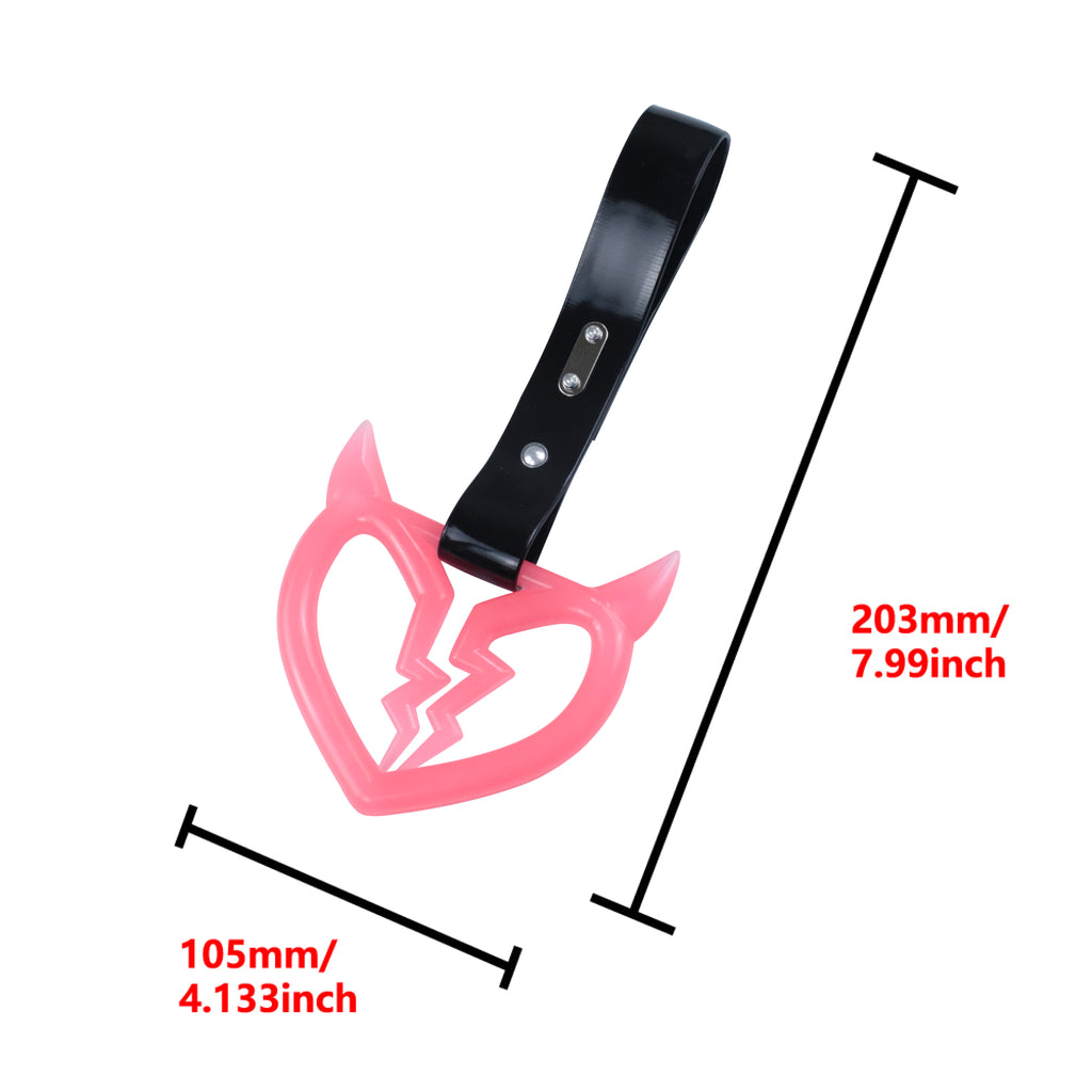 Brand New Devil Demon Broken Heart Glow In The Dark Red JDM TSURIKAWA Ring Subway Train Bus Handle Strap Charm Drift