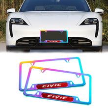 Load image into Gallery viewer, Brand New Universal 2PCS Honda Civic Neo Chrome Metal License Plate Frame