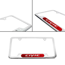 Brand New Universal 1PCS CIVIC Chrome Metal License Plate Frame