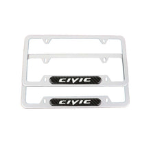 Load image into Gallery viewer, Brand New Universal 2PCS HONDA CIVIC Silver Metal License Plate Frame