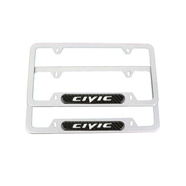 Brand New Universal 2PCS HONDA CIVIC Silver Metal License Plate Frame