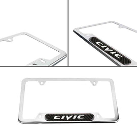 Brand New Universal 1PCS CIVIC Chrome Metal License Plate Frame
