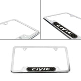 Brand New Universal 1PCS CIVIC Chrome Metal License Plate Frame
