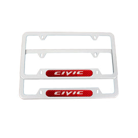 Brand New Universal 2PCS Civic Silver Metal License Plate Frame